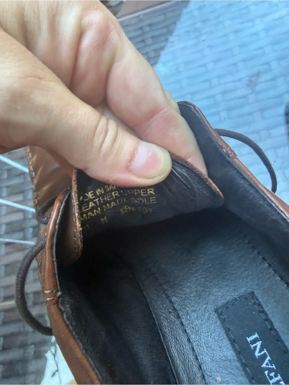Alfani Brown Leather Lace-Up Oxfords